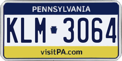 PA license plate KLM3064