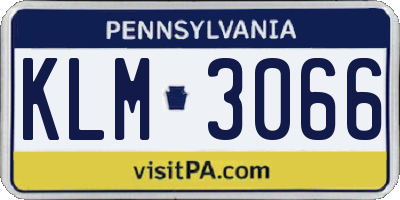 PA license plate KLM3066