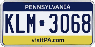 PA license plate KLM3068