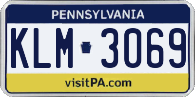 PA license plate KLM3069