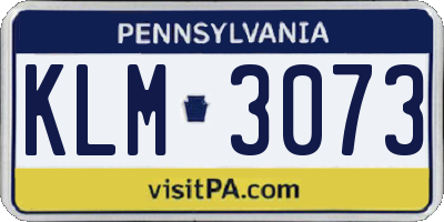 PA license plate KLM3073