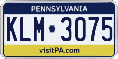 PA license plate KLM3075