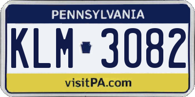 PA license plate KLM3082