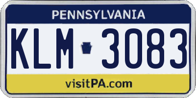 PA license plate KLM3083