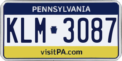 PA license plate KLM3087