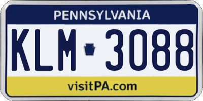 PA license plate KLM3088