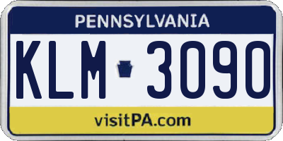 PA license plate KLM3090
