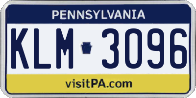 PA license plate KLM3096