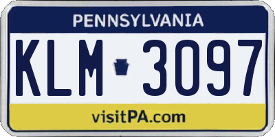 PA license plate KLM3097