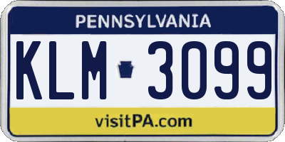 PA license plate KLM3099