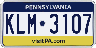 PA license plate KLM3107