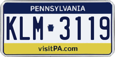 PA license plate KLM3119