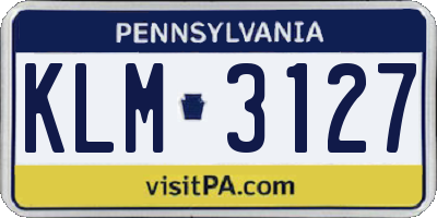 PA license plate KLM3127