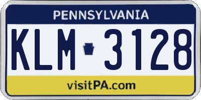 PA license plate KLM3128