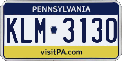 PA license plate KLM3130