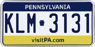 PA license plate KLM3131