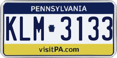 PA license plate KLM3133