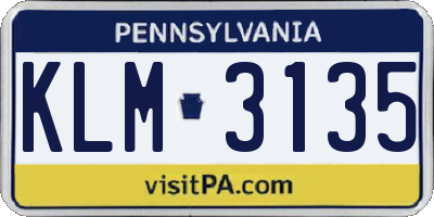 PA license plate KLM3135