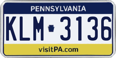 PA license plate KLM3136