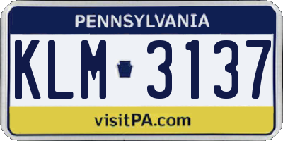 PA license plate KLM3137