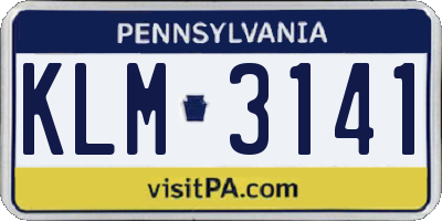PA license plate KLM3141
