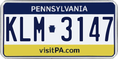PA license plate KLM3147