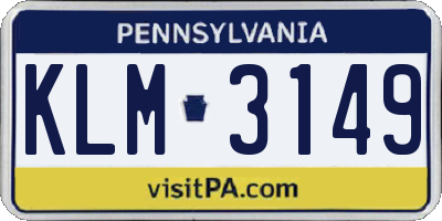 PA license plate KLM3149