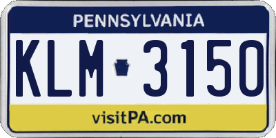 PA license plate KLM3150