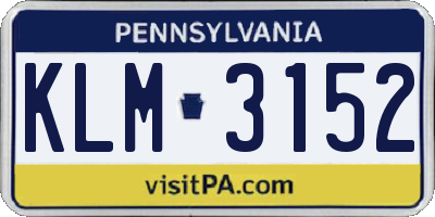 PA license plate KLM3152