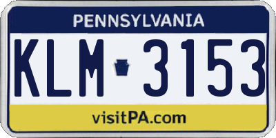 PA license plate KLM3153