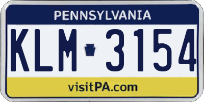 PA license plate KLM3154