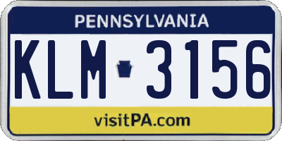 PA license plate KLM3156