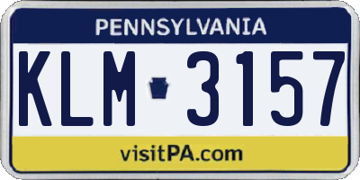 PA license plate KLM3157