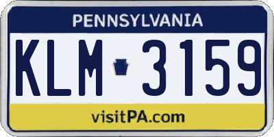 PA license plate KLM3159