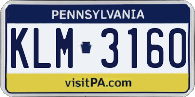 PA license plate KLM3160