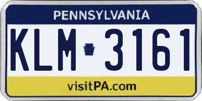 PA license plate KLM3161