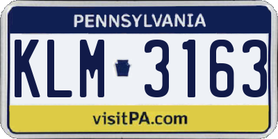 PA license plate KLM3163