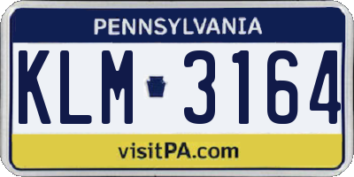 PA license plate KLM3164