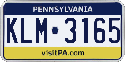 PA license plate KLM3165