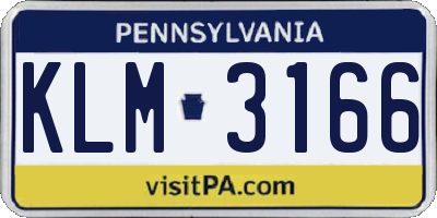 PA license plate KLM3166