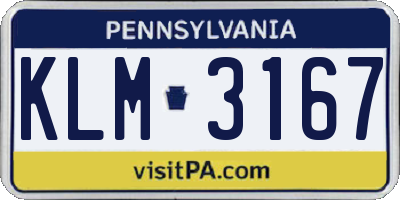 PA license plate KLM3167