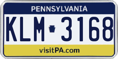 PA license plate KLM3168