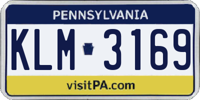 PA license plate KLM3169