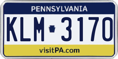PA license plate KLM3170