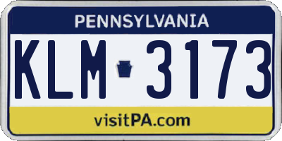 PA license plate KLM3173