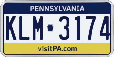 PA license plate KLM3174