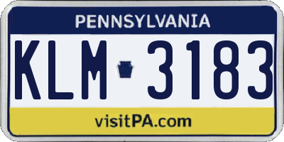 PA license plate KLM3183