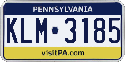 PA license plate KLM3185
