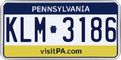 PA license plate KLM3186