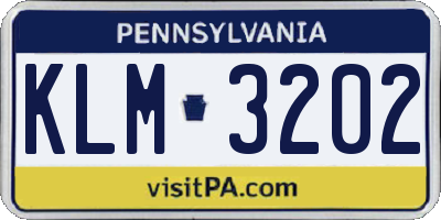 PA license plate KLM3202